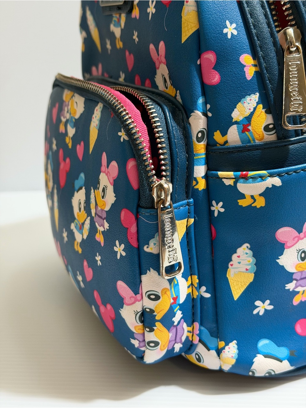 Disney Parks Loungefly Donald & Daisy Ice Cream Mini Backpack READ FLAW INFO - Picture 9 of 17